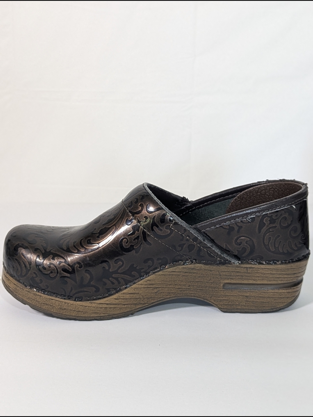 Dansko Professional Tooled Leather Clogs Womens EU 38 Brown Floral Slip Resistan - Picture 10 of 13